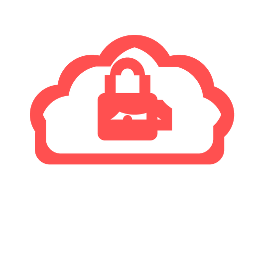 Cloud solutions icon with secure padlock